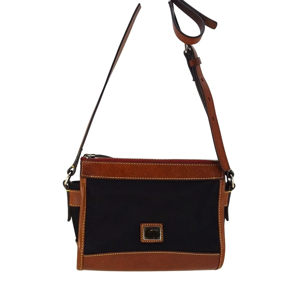 Dooney & Bourke Wayfarer Hobo Black Nylon Crossbody Leather Trim Duck Logo Purse